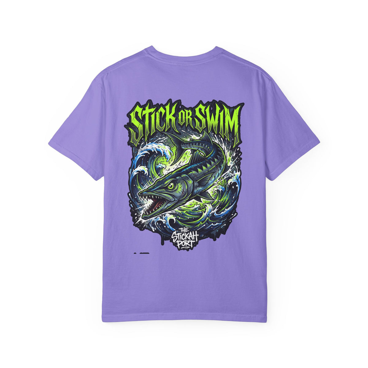 Stick or Swim Fishing T-Shirt — Graphic Barracuda Tee