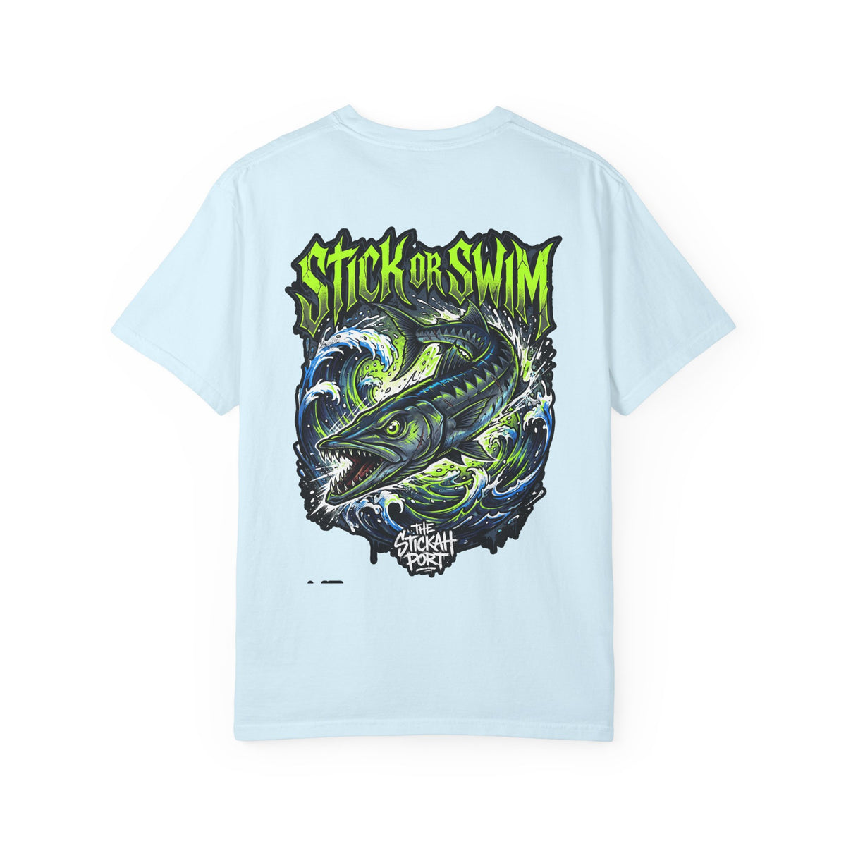 Stick or Swim Fishing T-Shirt — Graphic Barracuda Tee