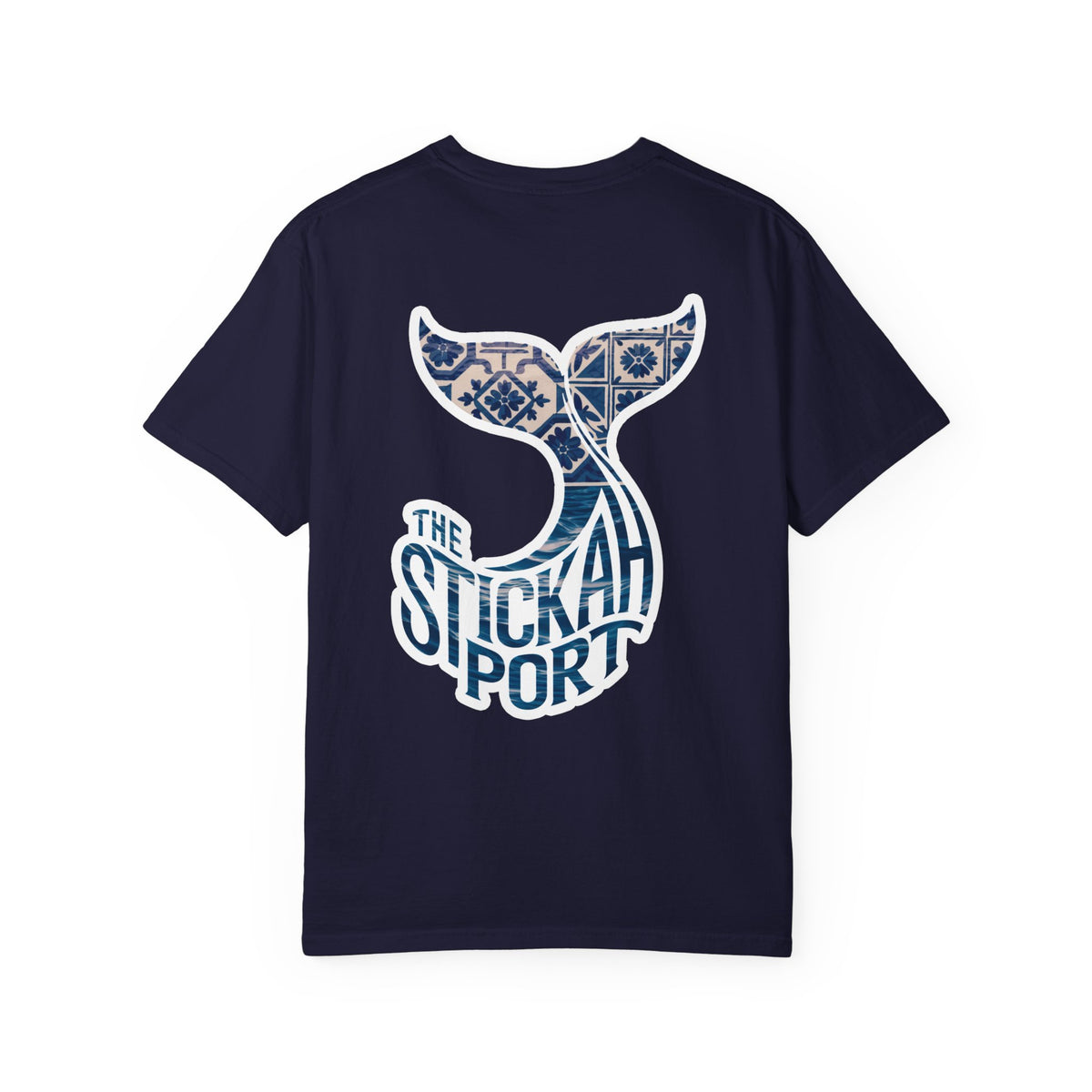 The Stickah Port Whale Tail T-Shirt — Portuguese Azulejos-Inspired Design