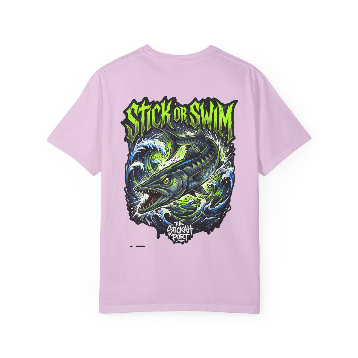 Stick or Swim Fishing T-Shirt — Graphic Barracuda Tee