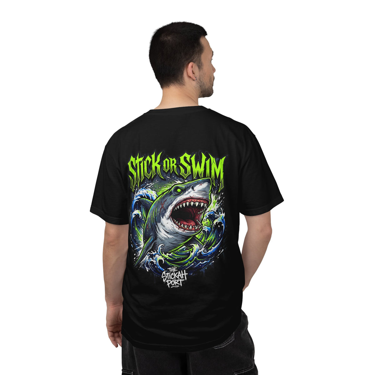 Stick or Swim Shark Graphic T-Shirt — Surf & Beach Crew Tee