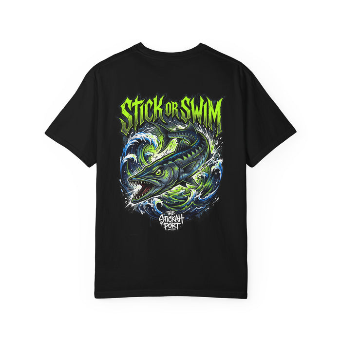 Stick or Swim Fishing T-Shirt — Graphic Barracuda Tee