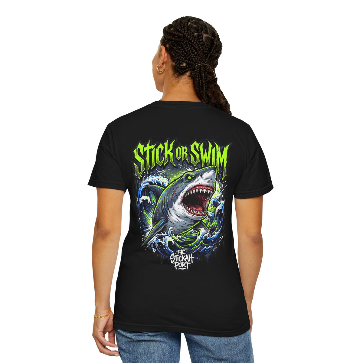 Stick or Swim Shark Graphic T-Shirt — Surf & Beach Crew Tee